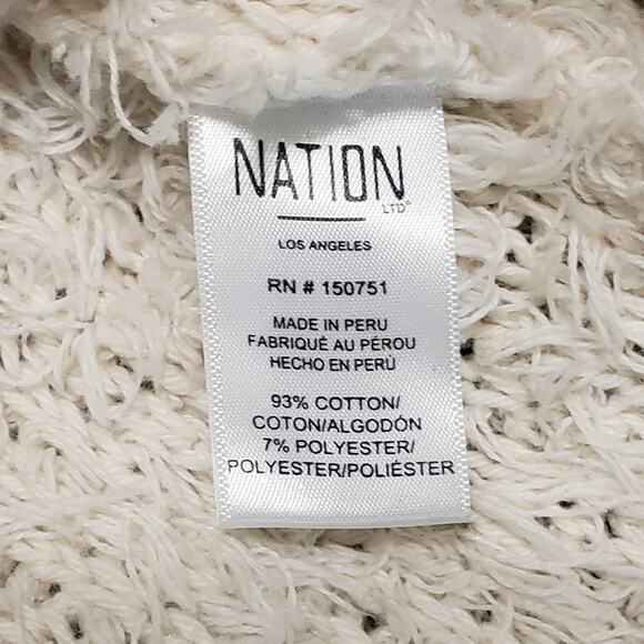 Nation Ltd. Shaggy Fuzzy Short Sleeve V-Neck Teddy Sweater Tee Cream Sz Small - Picture 7 of 12